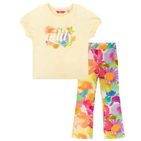 Girls Yellow Flowers Legging Set