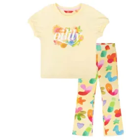 Girls Yellow Inky Flowers Legging Set