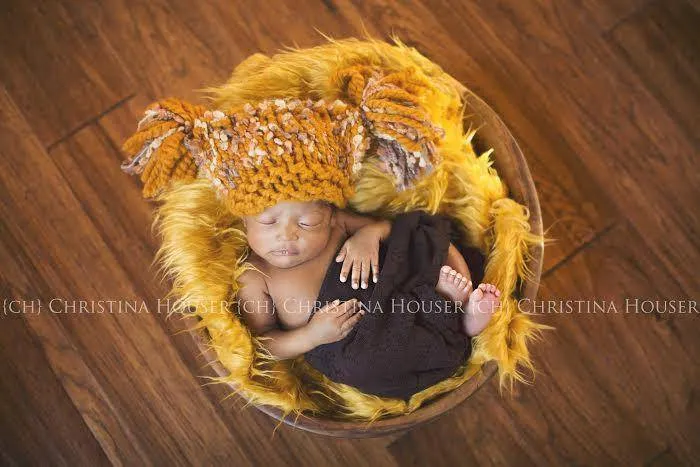 Gold Mongolian Faux Fur Rug Photography Prop Newborn Baby