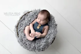 Gray Curly Faux Fur Photography Prop Rug