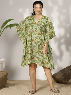 GreenFloral Cotton Kaftan