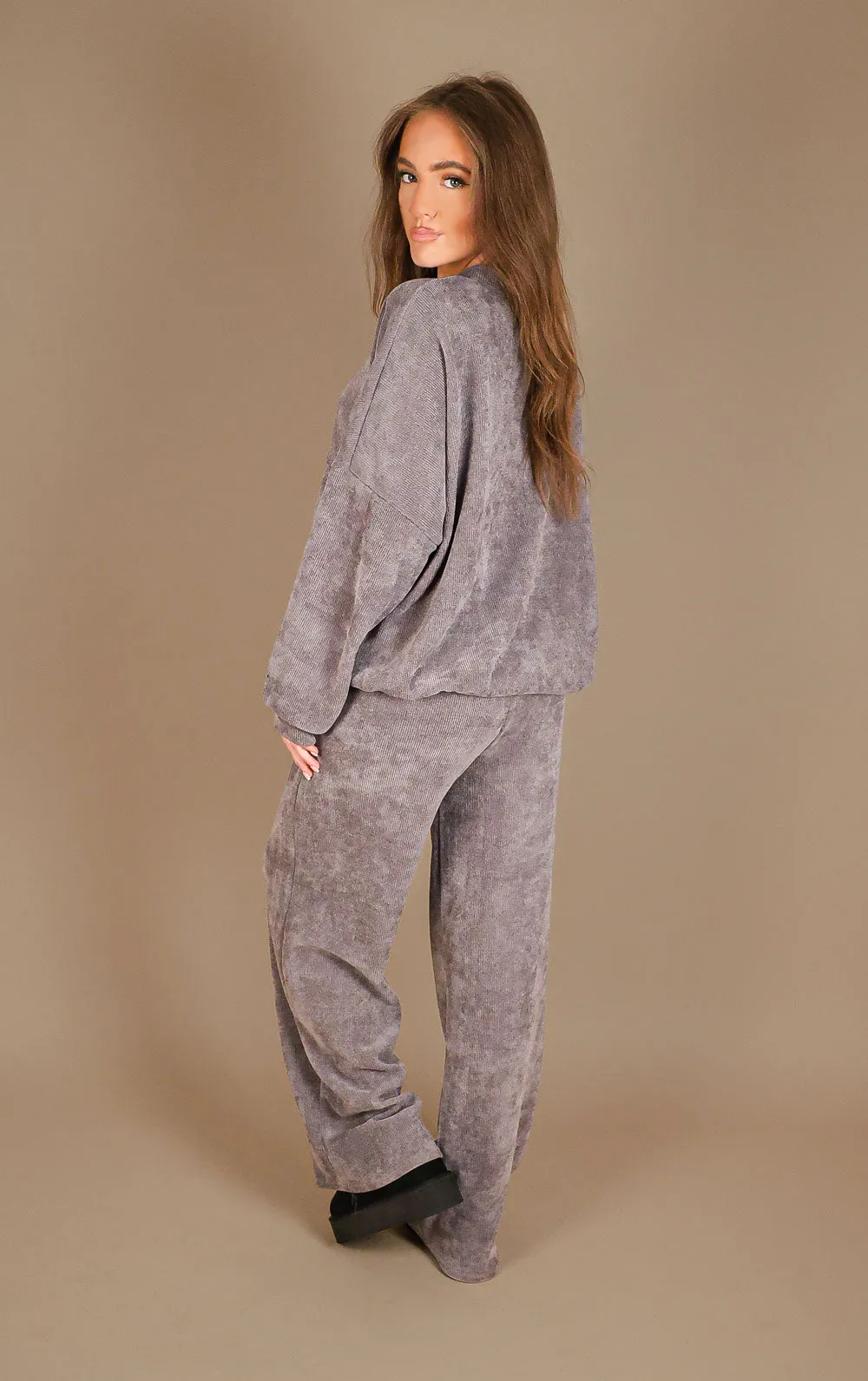 Grey Straight Leg Trouser and Zip Up Hoodie Loungewear Co-Ord