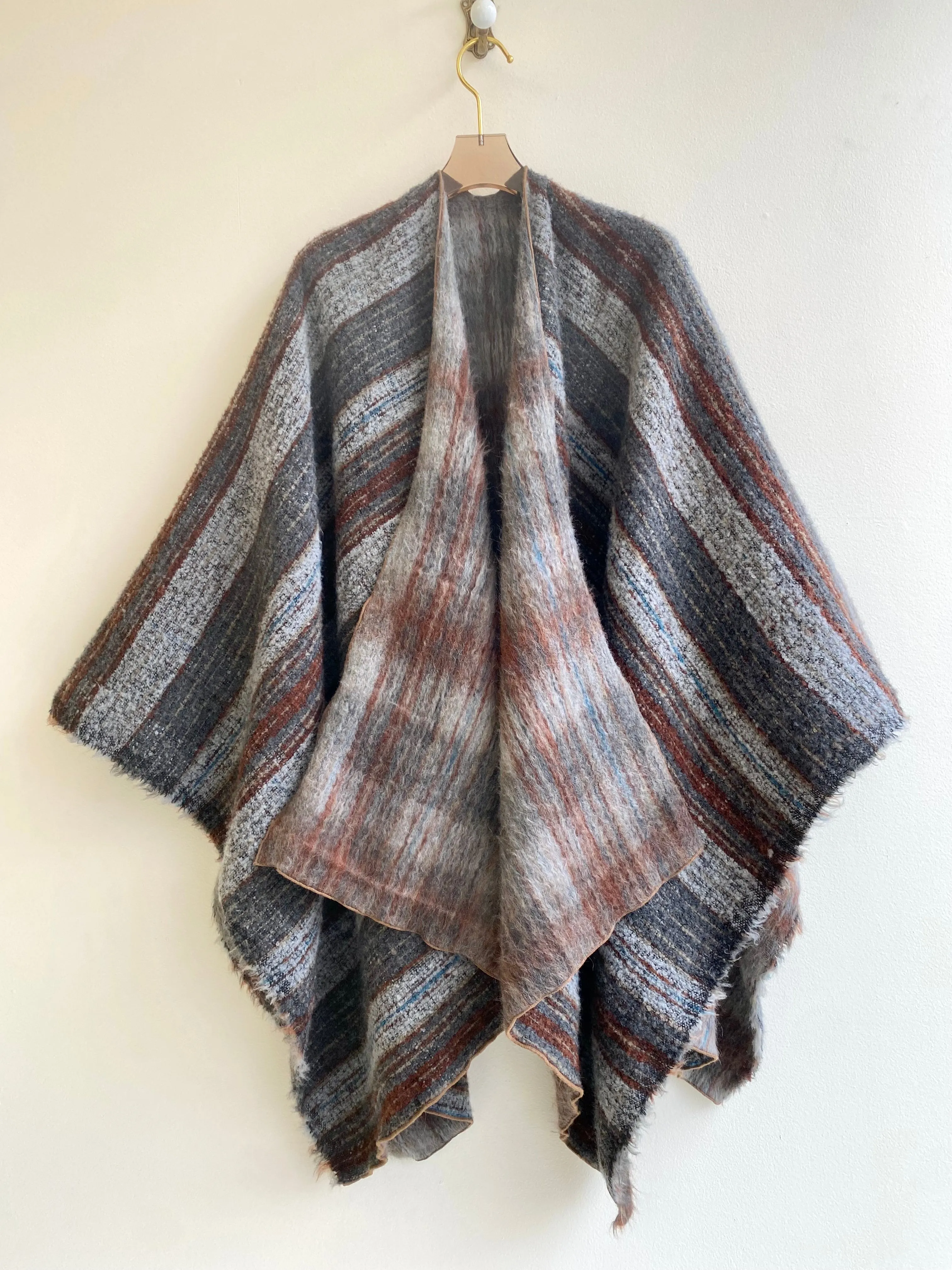 Grey Stripe Zero-Waste Reversible Cape