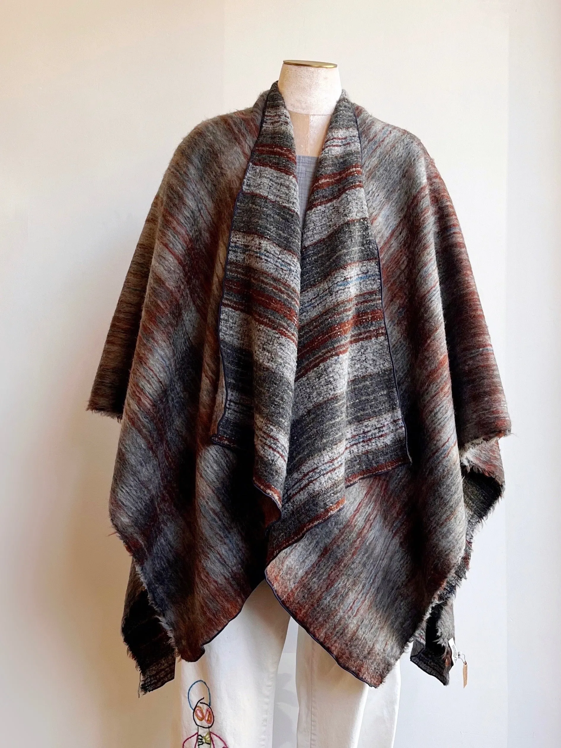 Grey Stripe Zero-Waste Reversible Cape