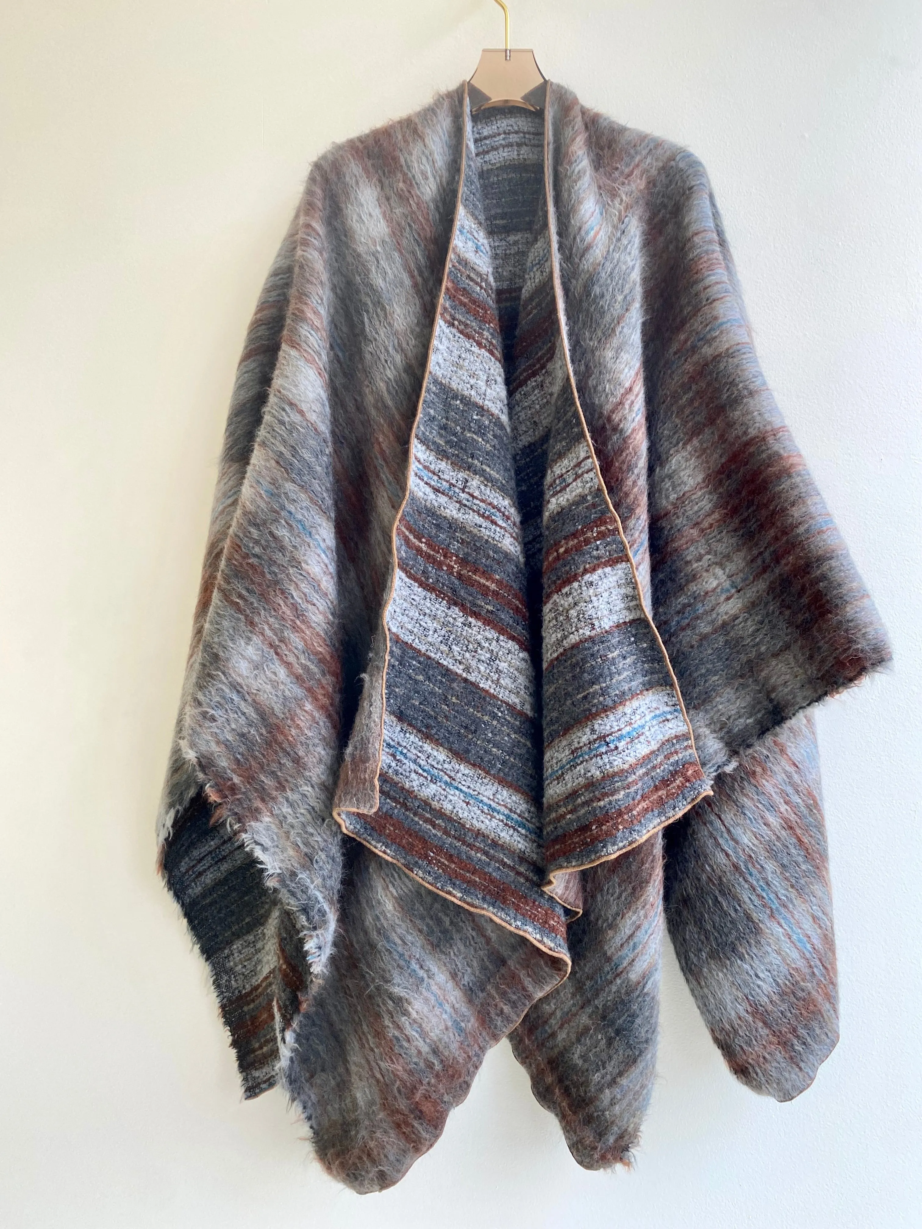 Grey Stripe Zero-Waste Reversible Cape