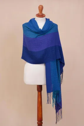 Hand Woven Striped Alpaca Blend Shawl from Peru - Serene Glory | NOVICA