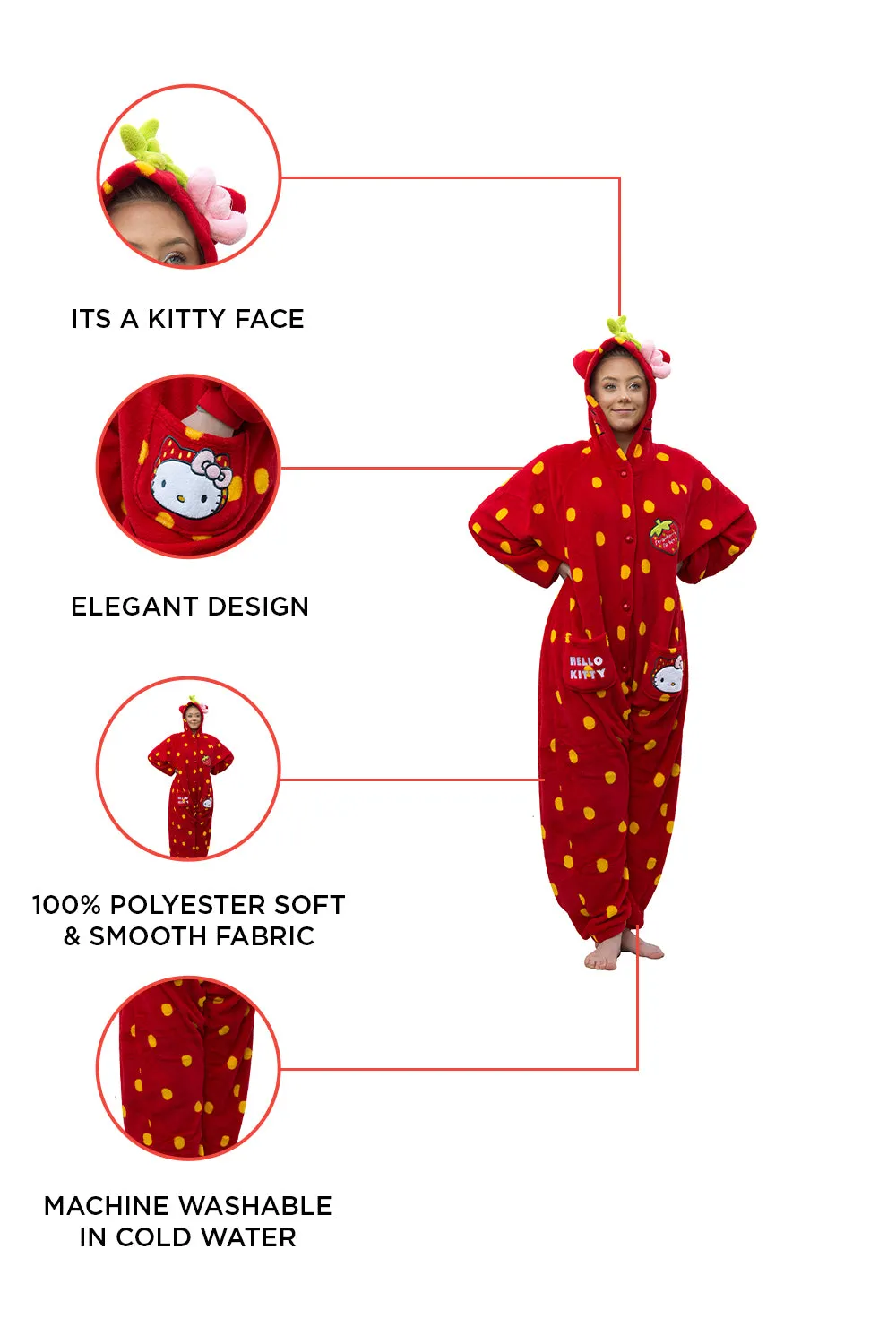 Hello Kitty Tutie Frutie Cutie Strawberry Onesie One size