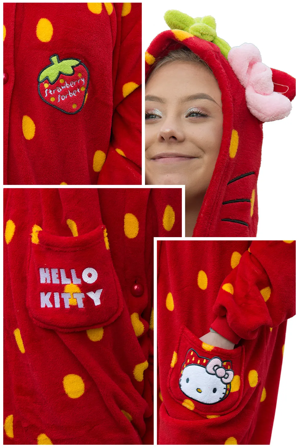 Hello Kitty Tutie Frutie Cutie Strawberry Onesie One size