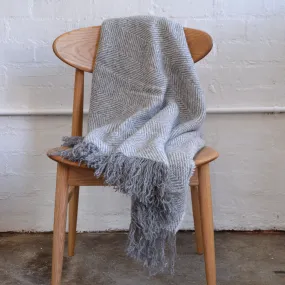 Herringbone Throw in 100% Stansborough Grey Wool (190x140cm) *Last One!