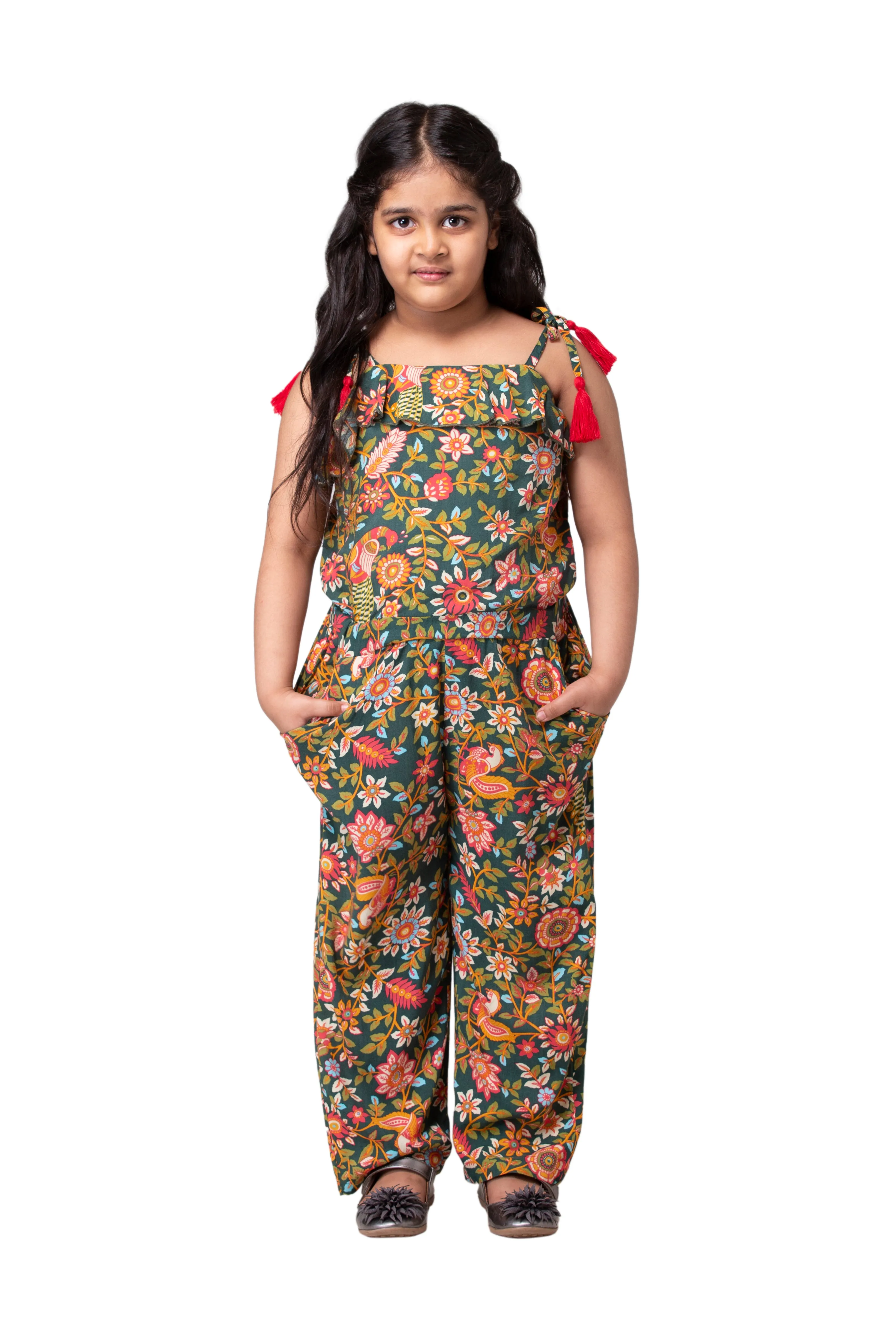 Hoop Hippo Kids Floral Printed Strappy  Jumpsuit