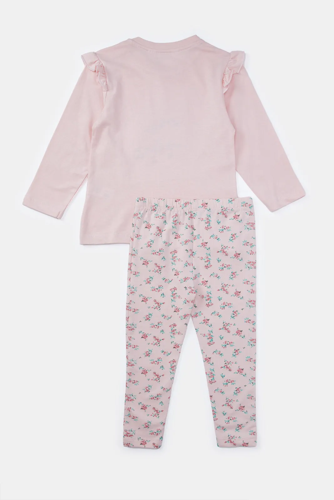 Infant Girls Pink Bunny Print Set (2 Piece)