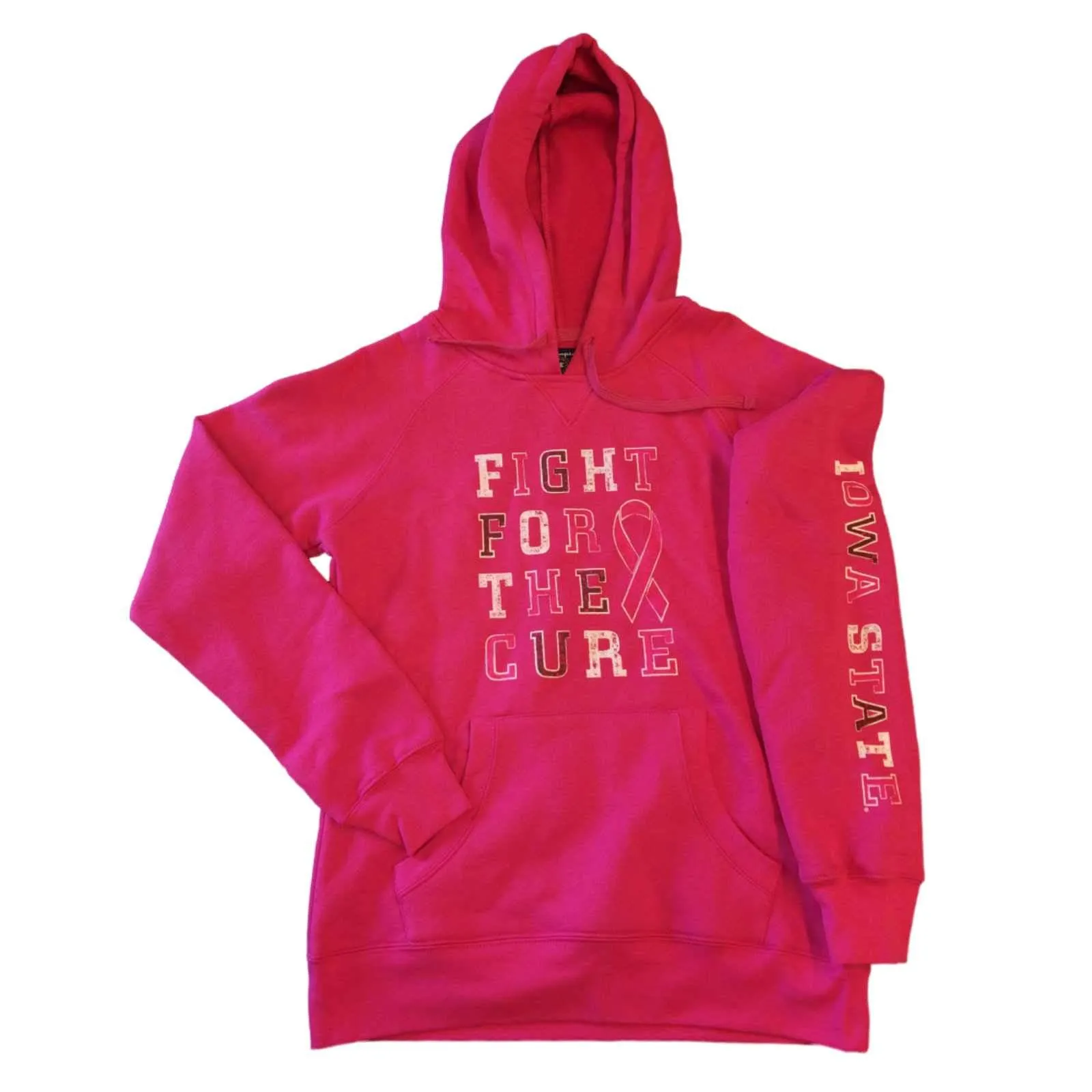 Iowa State Cyclones WOMENS Pink "Fight for a Cure" LS Hoodie Sweatshirt (M)