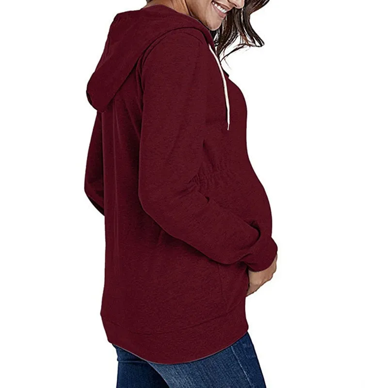 Jacket for Pregnant Women Maternity Hoodie Sweatshirt Pregnancy Clothes Pregnant Women Breastfeeding Hooded Zipper Jacket Top