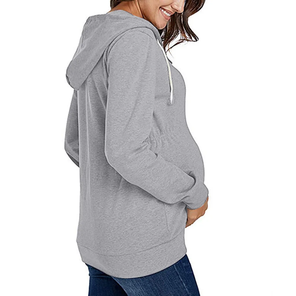 Jacket for Pregnant Women Maternity Hoodie Sweatshirt Pregnancy Clothes Pregnant Women Breastfeeding Hooded Zipper Jacket Top