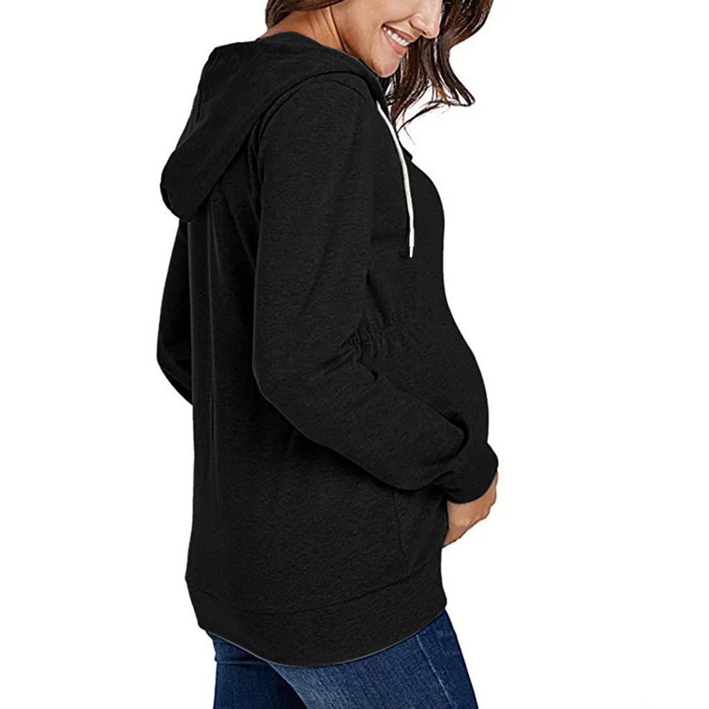 Jacket for Pregnant Women Maternity Hoodie Sweatshirt Pregnancy Clothes Pregnant Women Breastfeeding Hooded Zipper Jacket Top