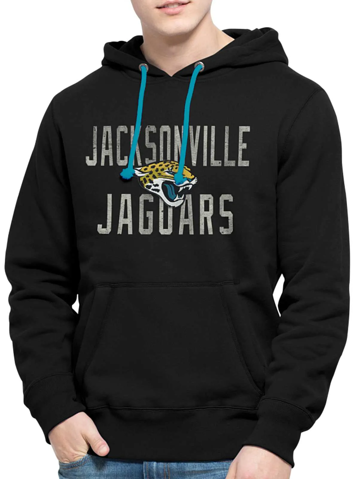 Jacksonville Jaguars 47 Brand Black Cross-Check Pullover Hoodie Sweatshirt