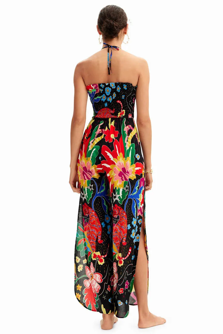 Jungle Design Halter Neck Jumpsuit