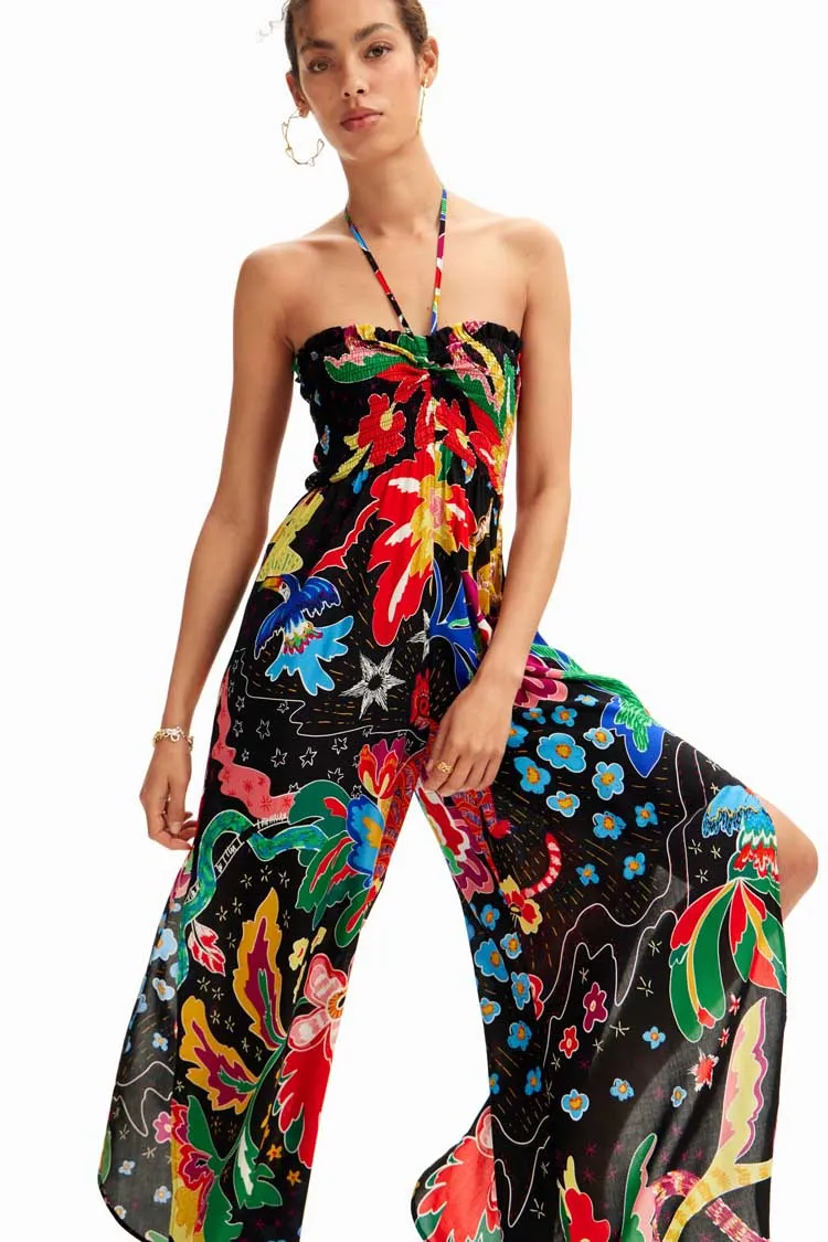 Jungle Design Halter Neck Jumpsuit