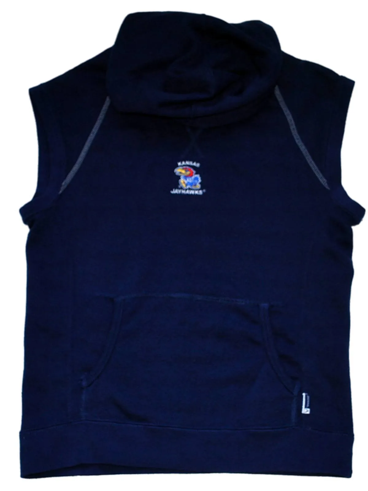 Kansas Jayhawks Womens Sleeveless Hoodie Antigua Blue (M)