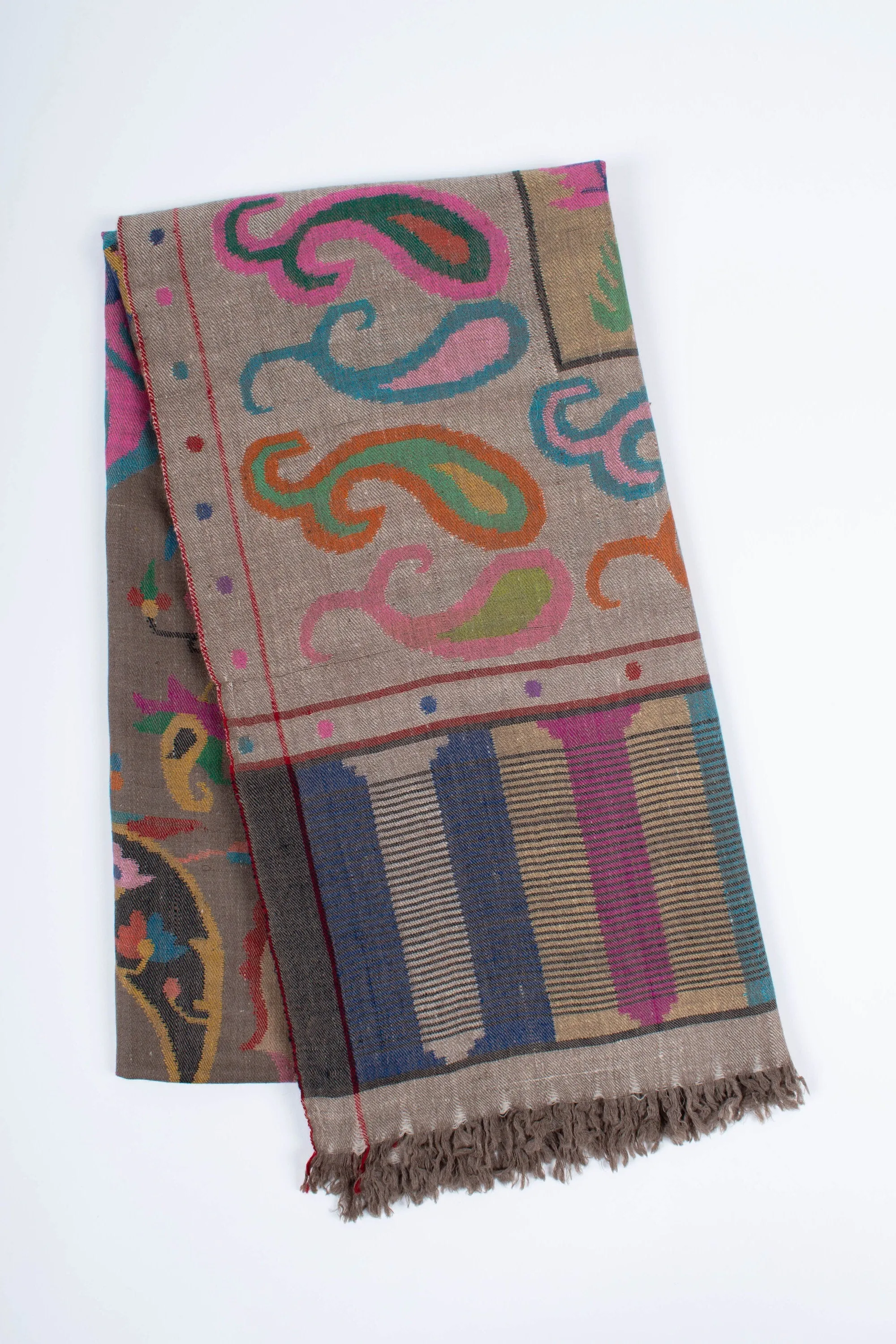 Kashmiri Kani Shawl, Pure Pashmina Wrap, Wooden Needle Woven Scarf, Handcrafted Masterpieces, Winter Shopping, 40x80" - CALEB