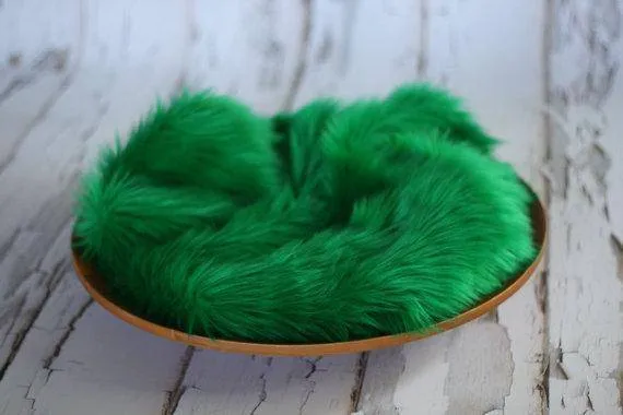 Kelly Green Faux Fur Photography Prop Rug Newborn Baby Toddler