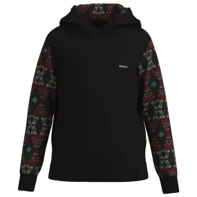 KID'S HOOEY  YOUTH "SUMMIT" BLACK W/MULTI COLOR AZTEC HOODY