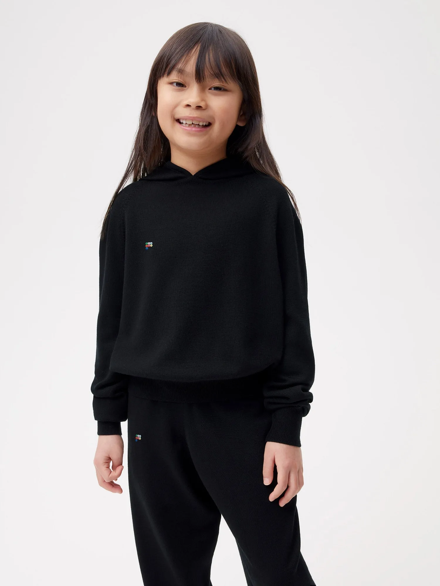 Kids Merino Wool Hoodie—black