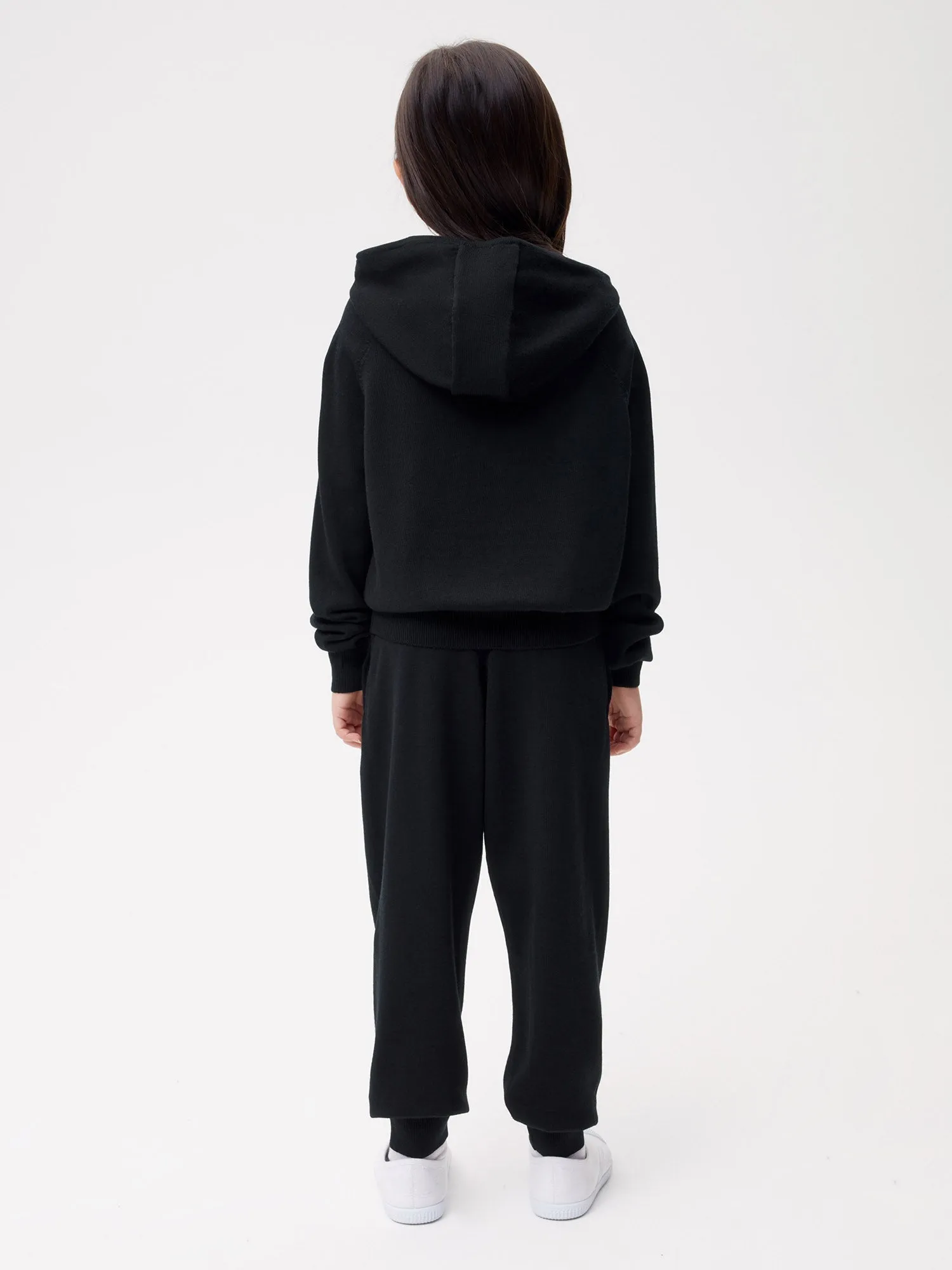 Kids Merino Wool Hoodie—black