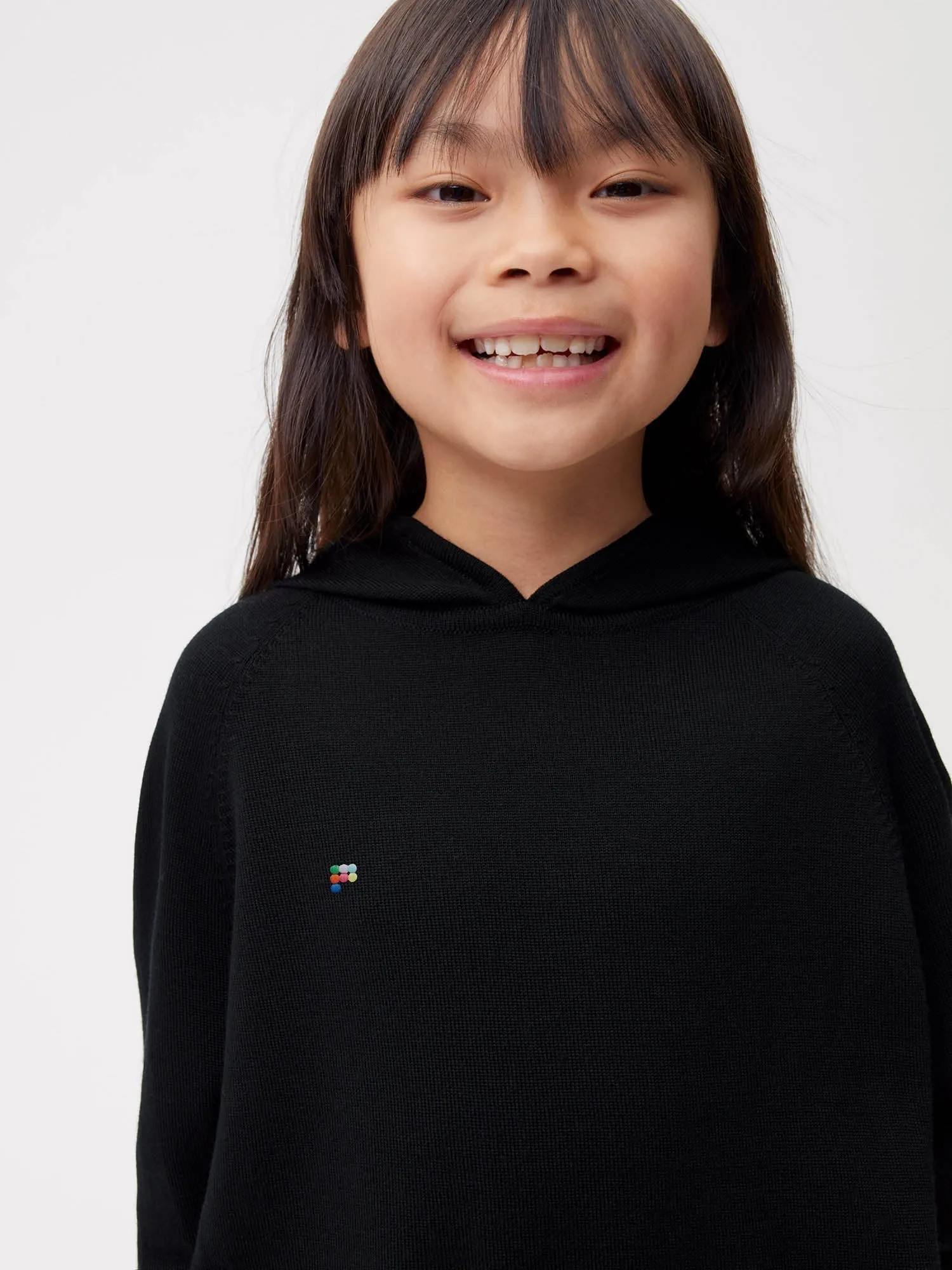 Kids Merino Wool Hoodie—black