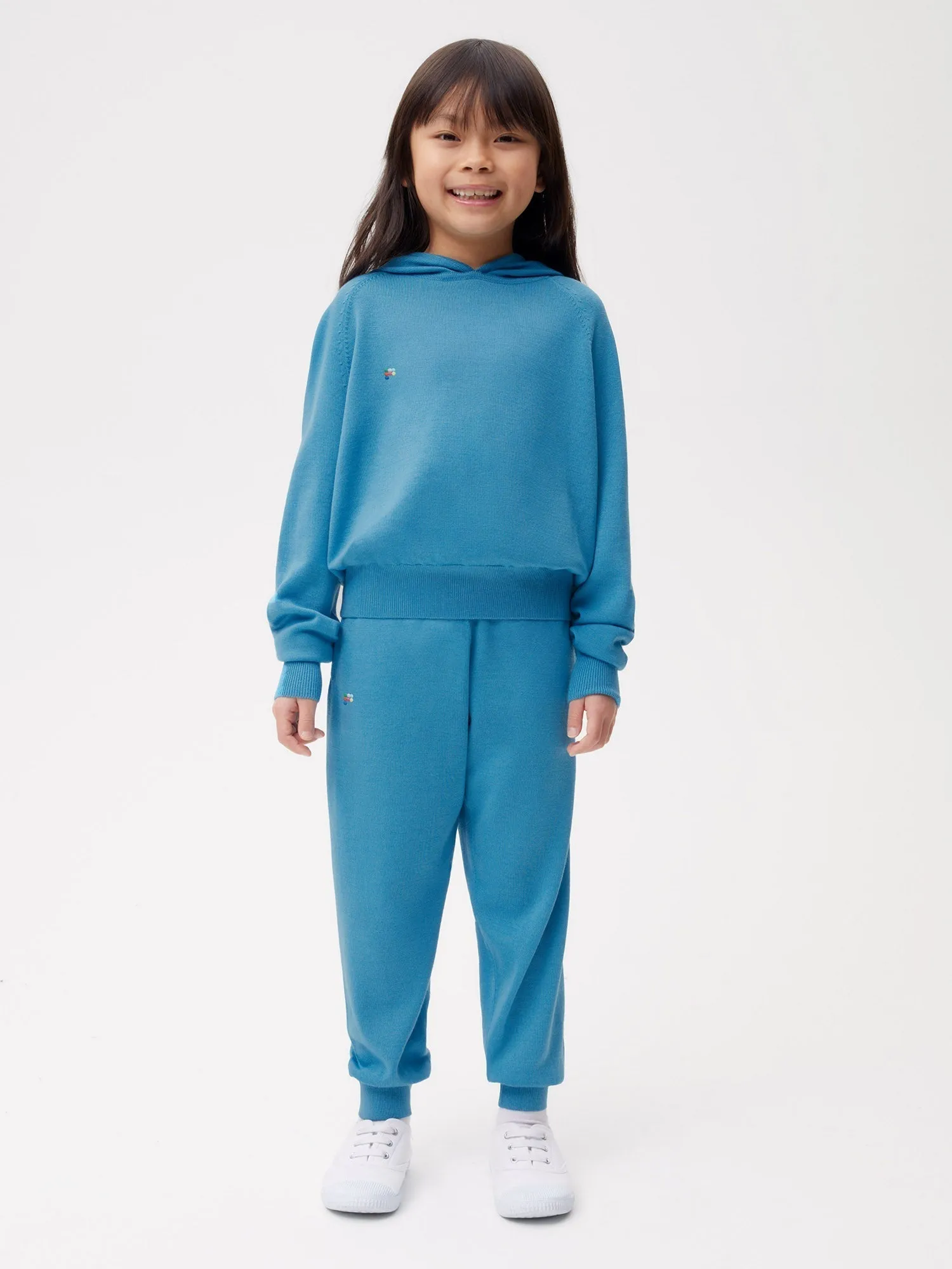 Kids Merino Wool Hoodie—electric blue