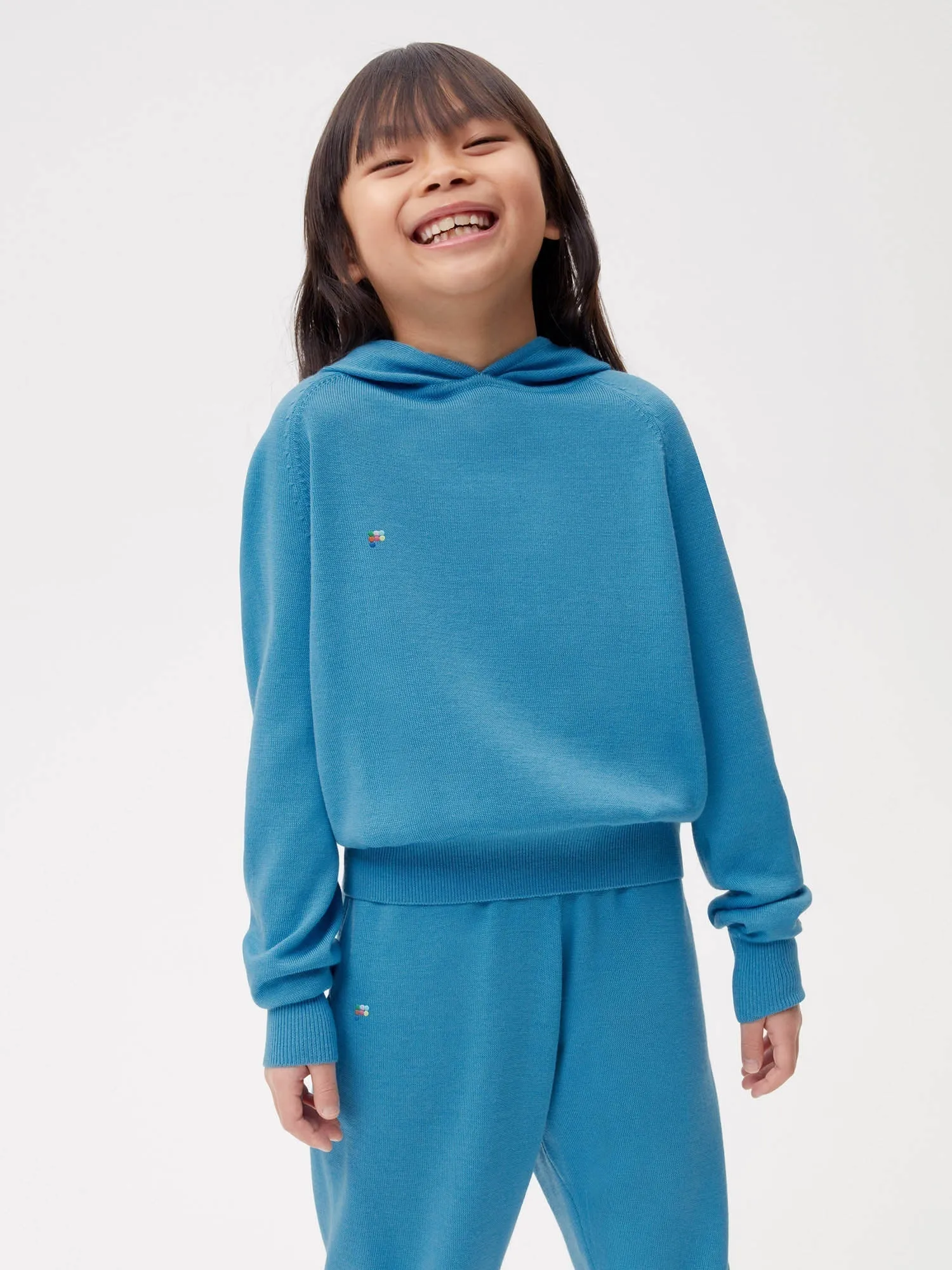 Kids Merino Wool Hoodie—electric blue