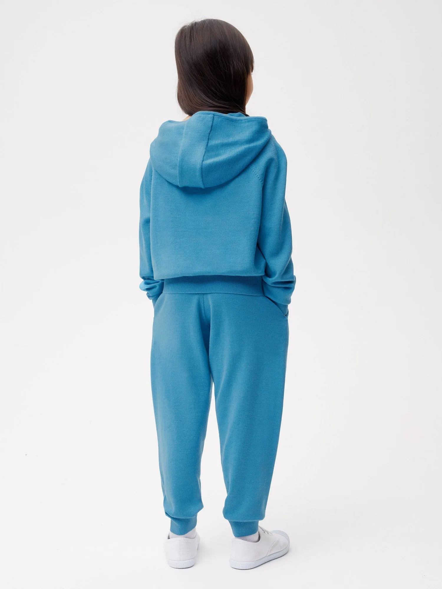 Kids Merino Wool Hoodie—electric blue