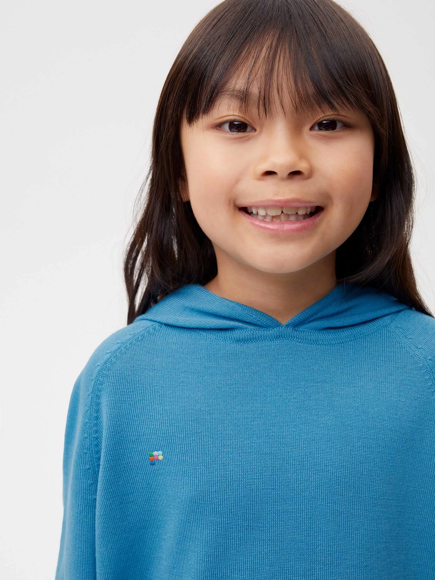 Kids Merino Wool Hoodie—electric blue