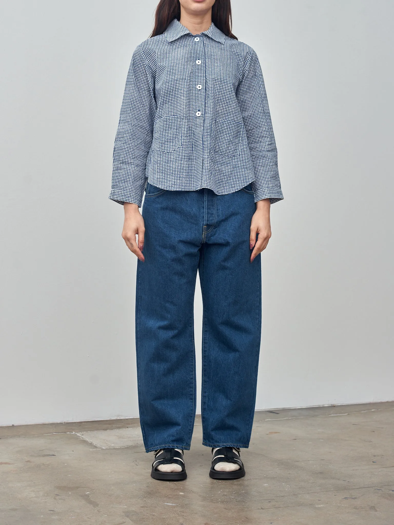 Kika Shirt Jacket - Blue Block Print Check