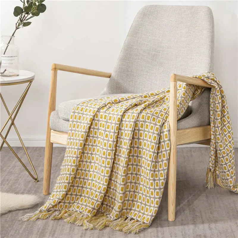 Knitted Big Tassel Blanket