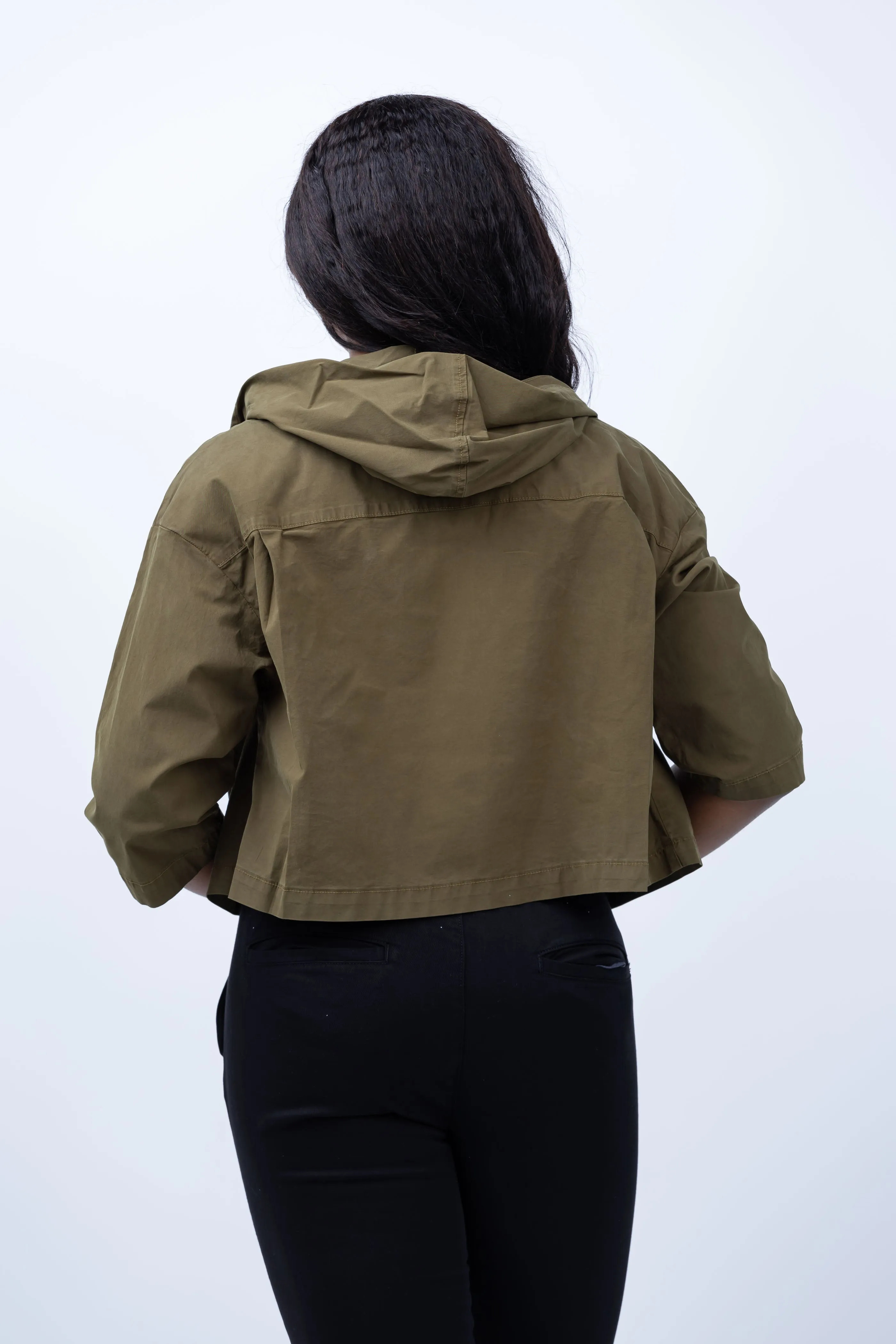 L'AGENCE Devi Hooded Swing Coat in British Khaki