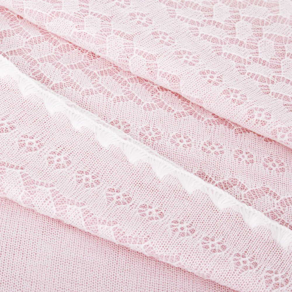 Leaves and Flowers Baby Shawl - Pink