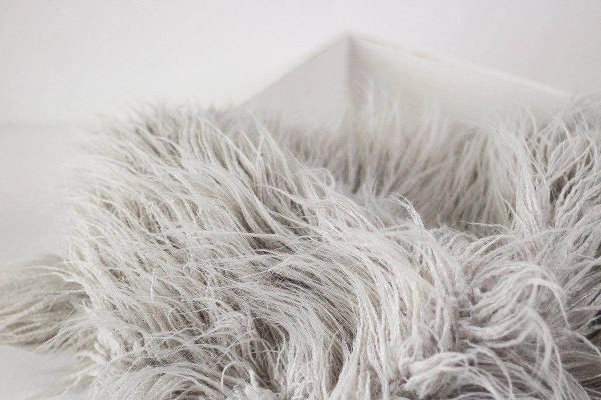 Light Gray Faux Flokati Alpaca Fur Rug