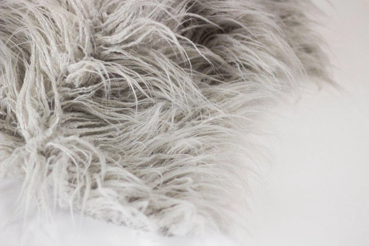 Light Gray Faux Flokati Alpaca Fur Rug