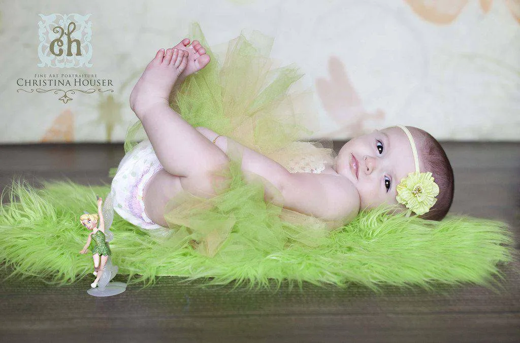 Lime Green Mongolian Faux Fur Photography Prop Rug Newborn Baby Toddler