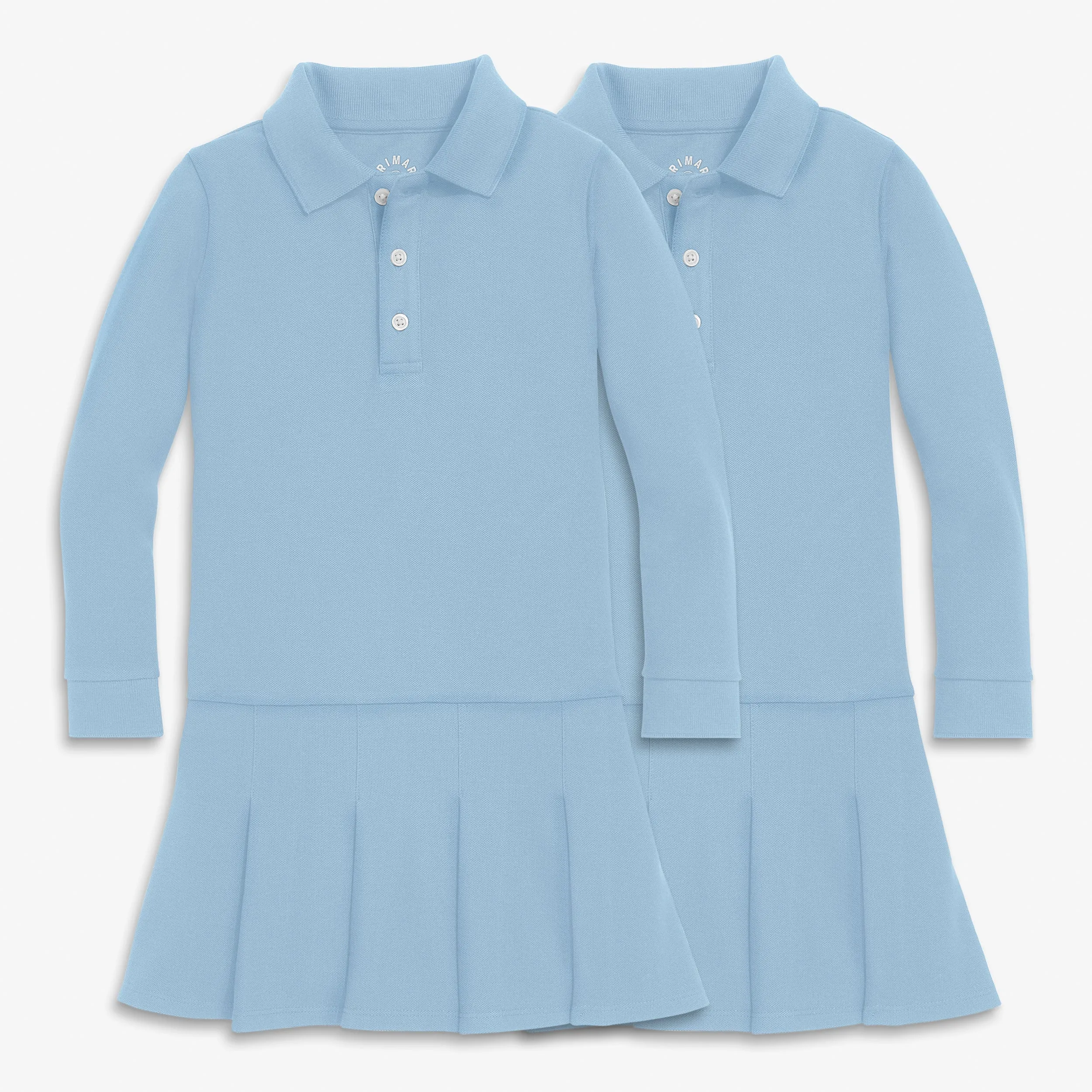 Long sleeve pique polo dress 2-pack