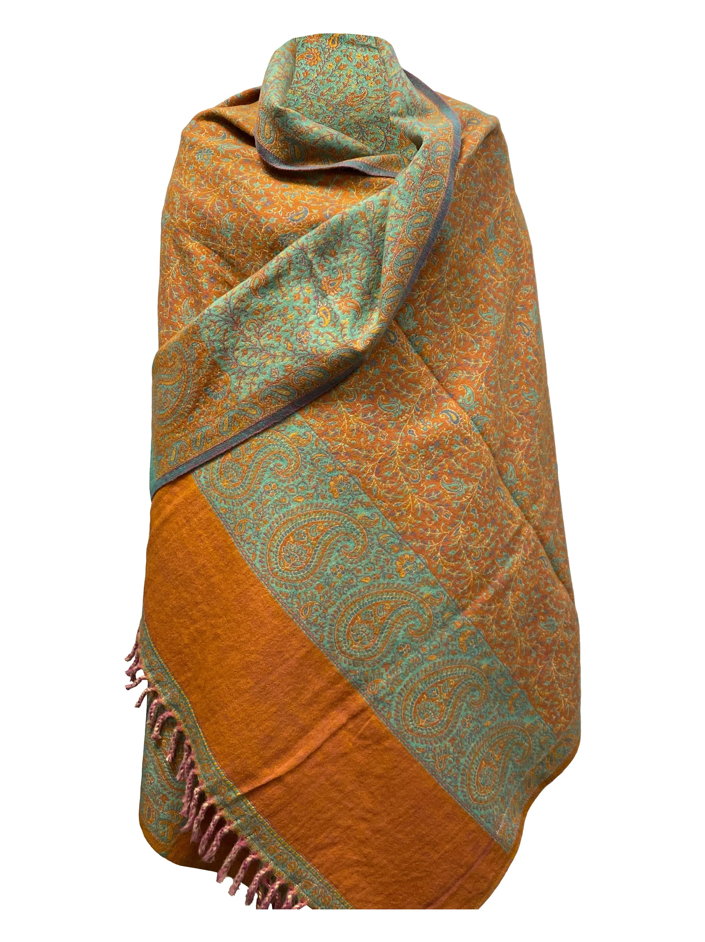 LUXURY HANDMADE ORANGE mint winter wool Scarf Yak Wool comfortable scarf Shawl Blanket stole unisexTravel Wrap Meditation Soft gift for her