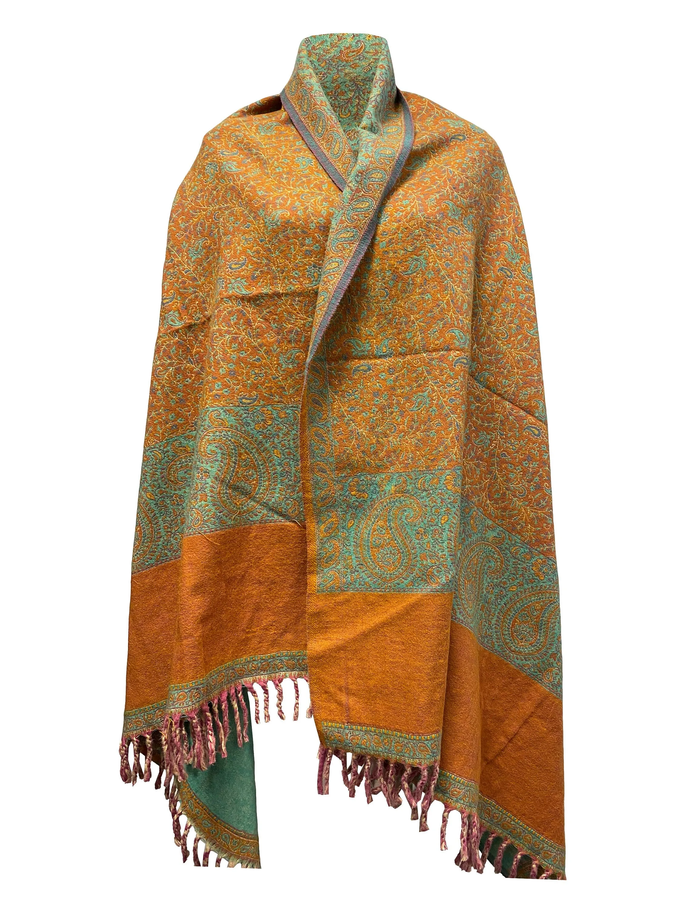 LUXURY HANDMADE ORANGE mint winter wool Scarf Yak Wool comfortable scarf Shawl Blanket stole unisexTravel Wrap Meditation Soft gift for her