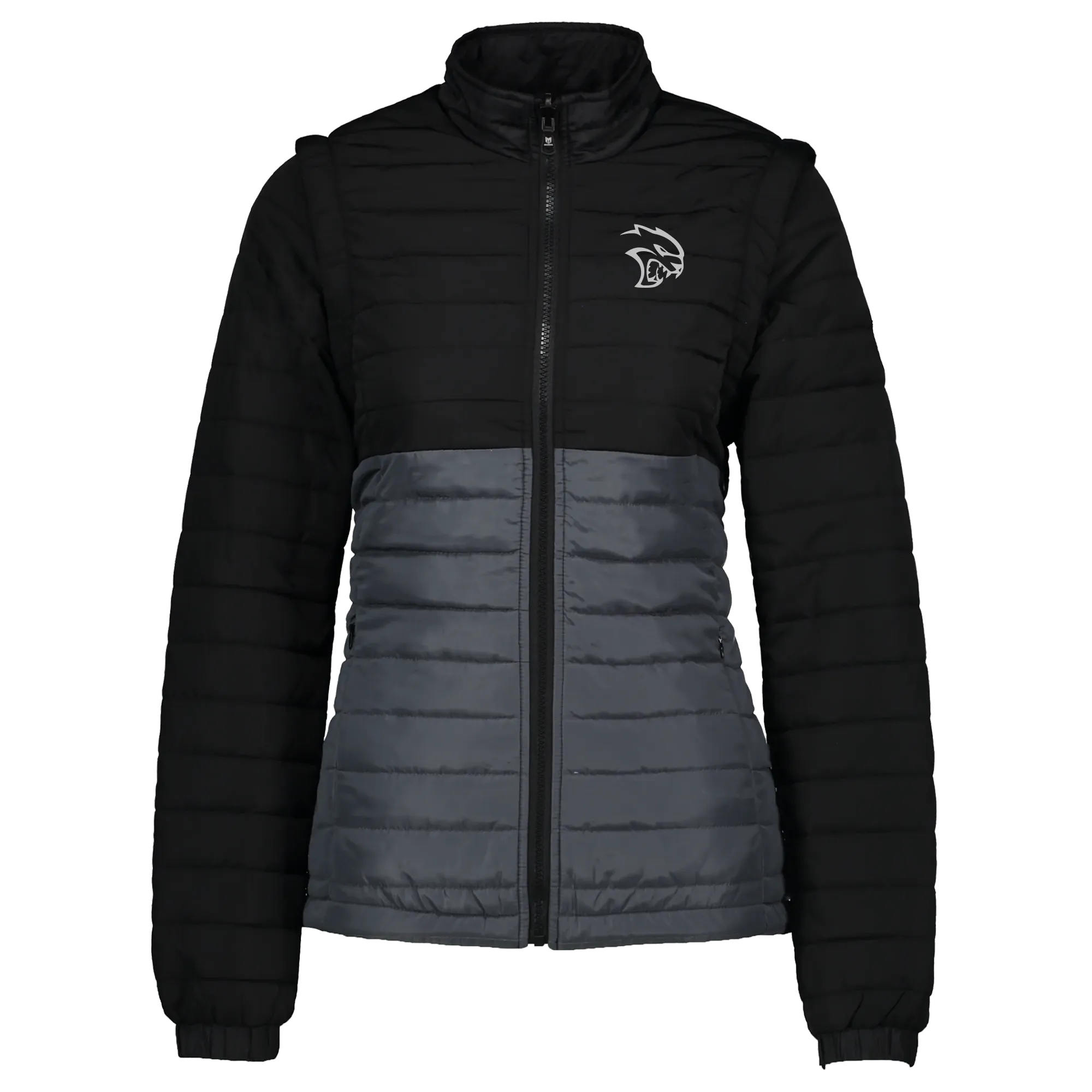 Marwin Sports Dodge Hellcat Puffer Women's Jacket - Black/Grey