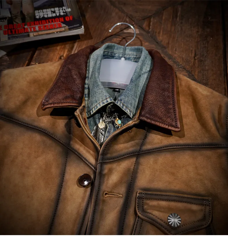 Men's Distressed Ranch Leather Jacket