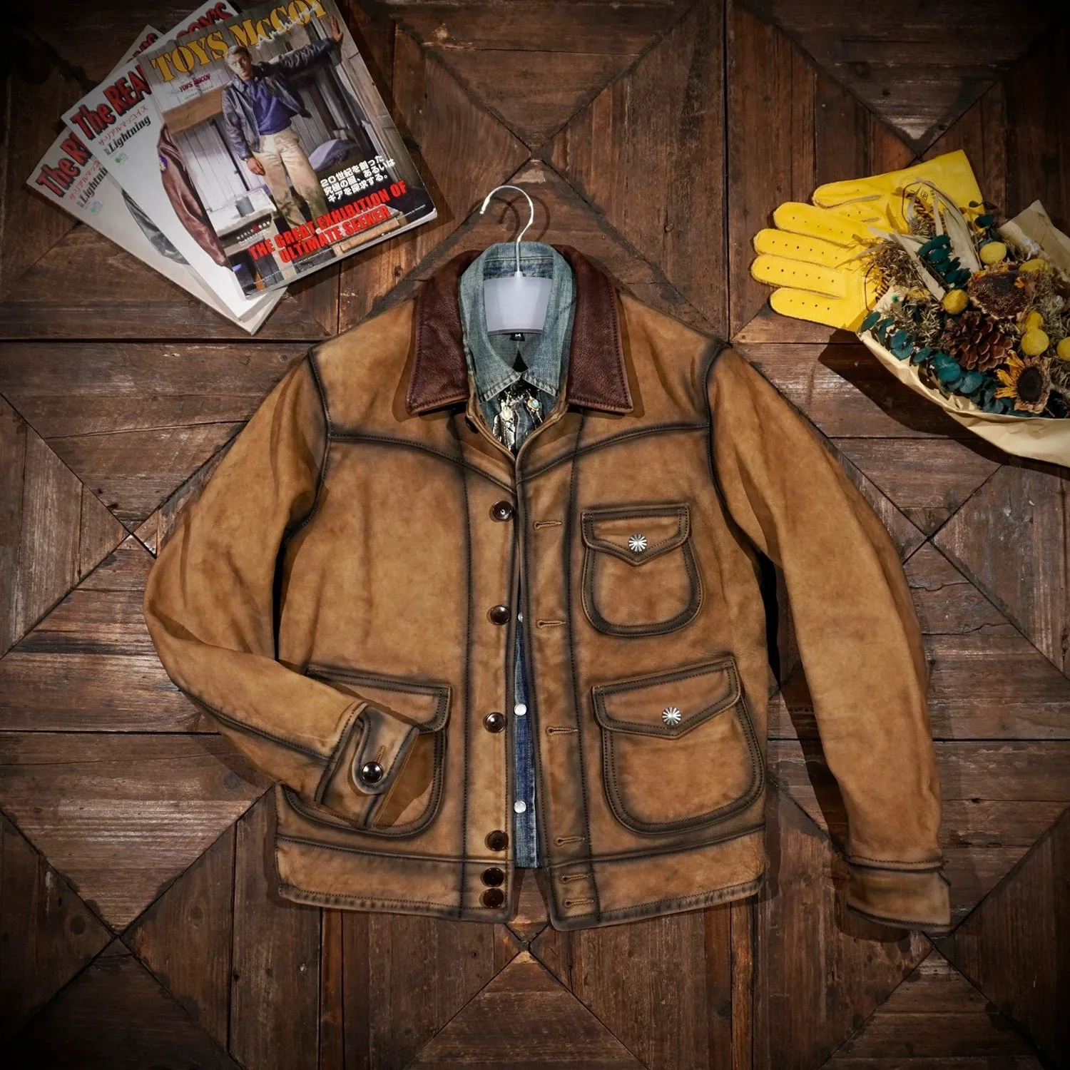 Men's Distressed Ranch Leather Jacket