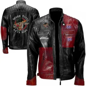 Mens Leather Jacket Biker Vintage Motorcycle Racer Distressed Genuine Leather