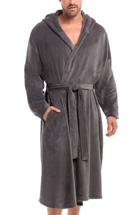 Men's Lightweight Fleece Robe with Hood, Soft Bathrobe