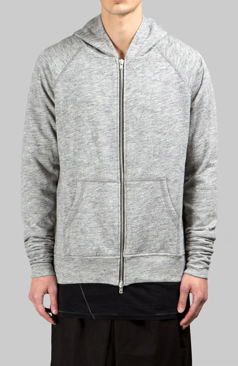 Men's Long Slim Extended Slevees Side Slits Pockets  - Side Splits // Zip Closure Hoodie