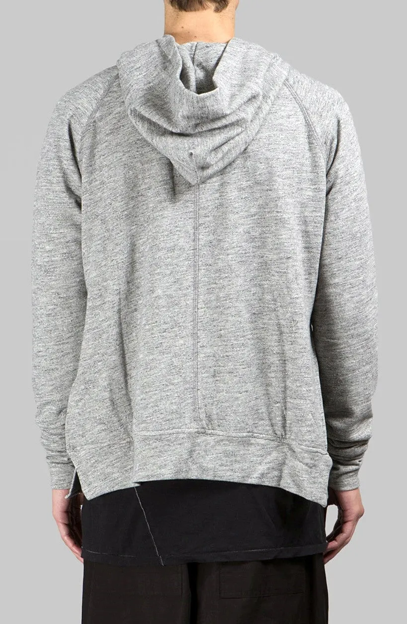 Men's Long Slim Extended Slevees Side Slits Pockets  - Side Splits // Zip Closure Hoodie